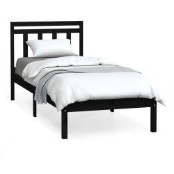 vidaXL Estructura de cama individual de madera maciza negro 90x190 cm