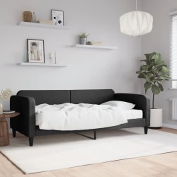 vidaXL Sofá cama con colchón tela negro 90x190 cm