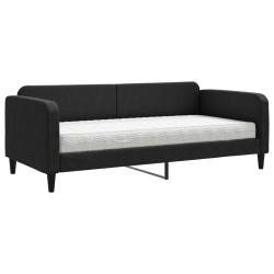 vidaXL Sofá cama con colchón tela negro 90x190 cm
