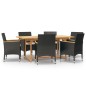 vidaXL Juego de comedor de jardín 7 piezas con cojines negro vidaXL Juego de comedor de jardín 7 piezas con cojines negro