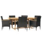 vidaXL Juego de comedor de jardín 7 piezas con cojines negro vidaXL Juego de comedor de jardín 7 piezas con cojines negro