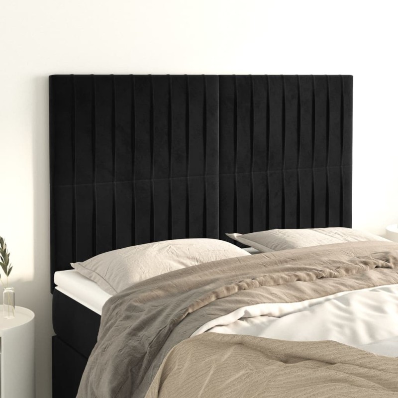 vidaXL Cabeceros 4 unidades terciopelo negro 72x5x78/88 cm vidaXL Cabeceros 4 unidades terciopelo negro 72x5x78/88 cm