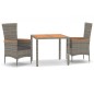 vidaXL Set comedor de jardín 3 piezas con cojines ratán sintético gris vidaXL Set comedor de jardín 3 piezas con cojines ratán sintético gris