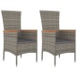 vidaXL Set comedor de jardín 3 piezas con cojines ratán sintético gris vidaXL Set comedor de jardín 3 piezas con cojines ratán sintético gris