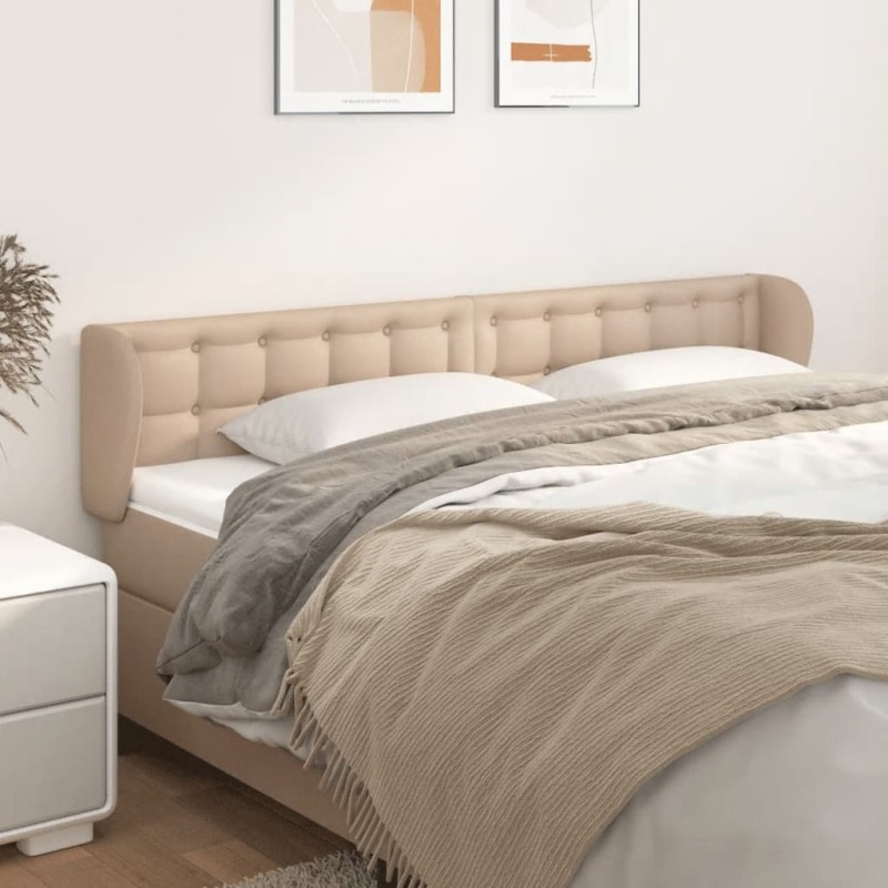 vidaXL Cabecero de cuero sintético color capuchino 163x23x78/88 cm