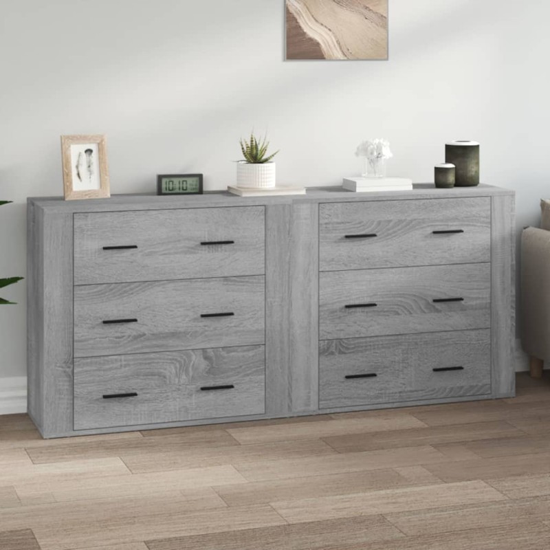 vidaXL Aparadores 2 piezas madera contrachapada gris Sonoma vidaXL Aparadores 2 piezas madera contrachapada gris Sonoma