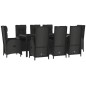 vidaXL Set de comedor de jardín 9 pzas y cojines ratán sintético negro vidaXL Set de comedor de jardín 9 pzas y cojines ratán sintético negro