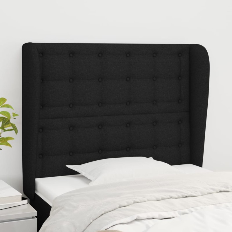 vidaXL Cabecero con orejas de tela negro 93x23x118/128 cm vidaXL Cabecero con orejas de tela negro 93x23x118/128 cm