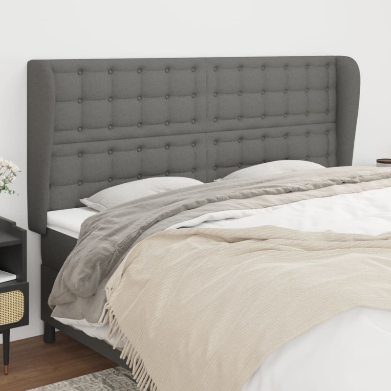 vidaXL Cabecero con orejas de tela gris oscuro 163x23x118/128 cm vidaXL Cabecero con orejas de tela gris oscuro 163x23x118/128 cm