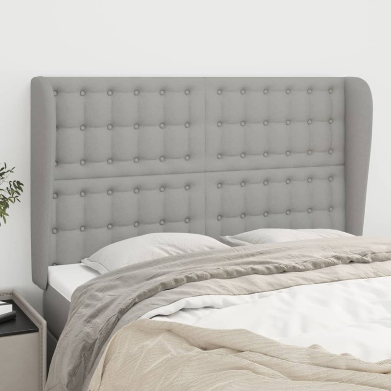 vidaXL Cabecero con orejas de tela gris claro 147x23x118/128 cm vidaXL Cabecero con orejas de tela gris claro 147x23x118/128 cm