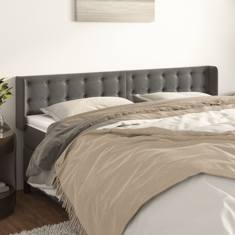 vidaXL Cabecero de terciopelo gris oscuro 183x16x78/88 cm vidaXL Cabecero de terciopelo gris oscuro 183x16x78/88 cm