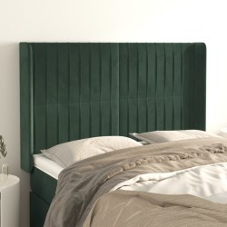 vidaXL Cabecero con orejas de terciopelo verde oscuro 147x16x118/128cm