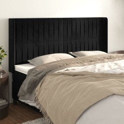 vidaXL Cabecero con orejas de terciopelo negro 163x16x118/128 cm