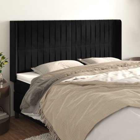 vidaXL Cabecero con orejas de terciopelo negro 163x16x118/128 cm