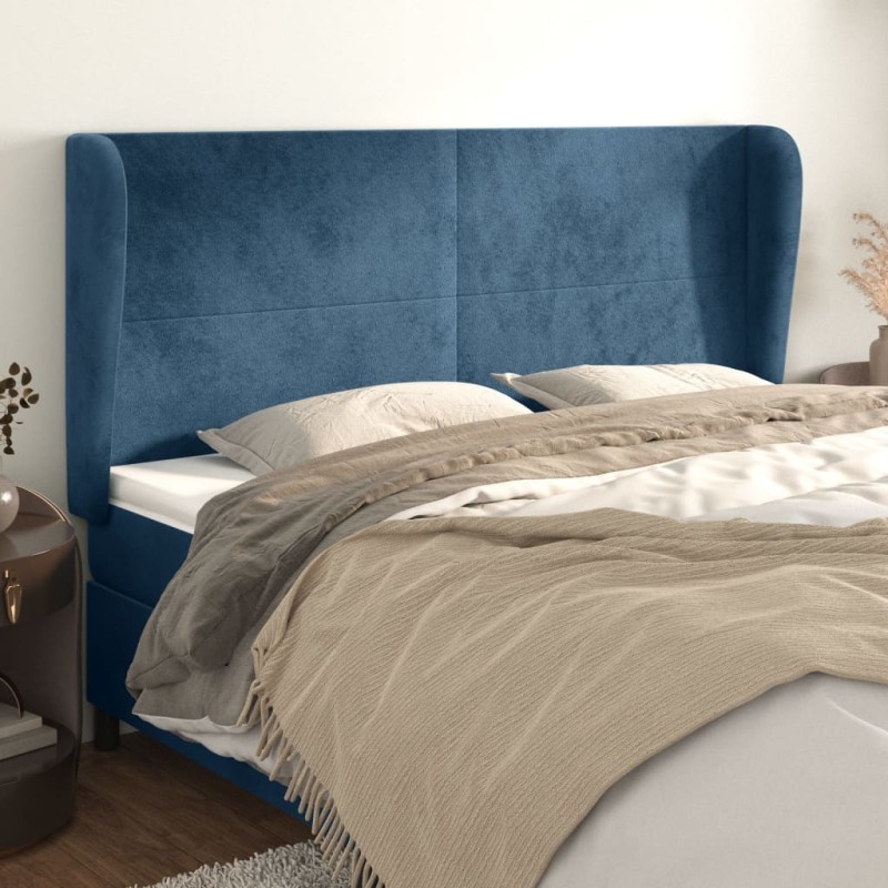 vidaXL Cabecero con orejas de terciopelo azul oscuro 183x23x118/128 cm vidaXL Cabecero con orejas de terciopelo azul oscuro 183x23x118/128 cm