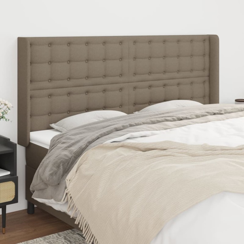 vidaXL Cabecero con orejas de tela gris taupe 203x16x118/128 cm vidaXL Cabecero con orejas de tela gris taupe 203x16x118/128 cm