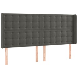 vidaXL Cabecero con orejas de terciopelo gris oscuro 183x16x118/128 cm