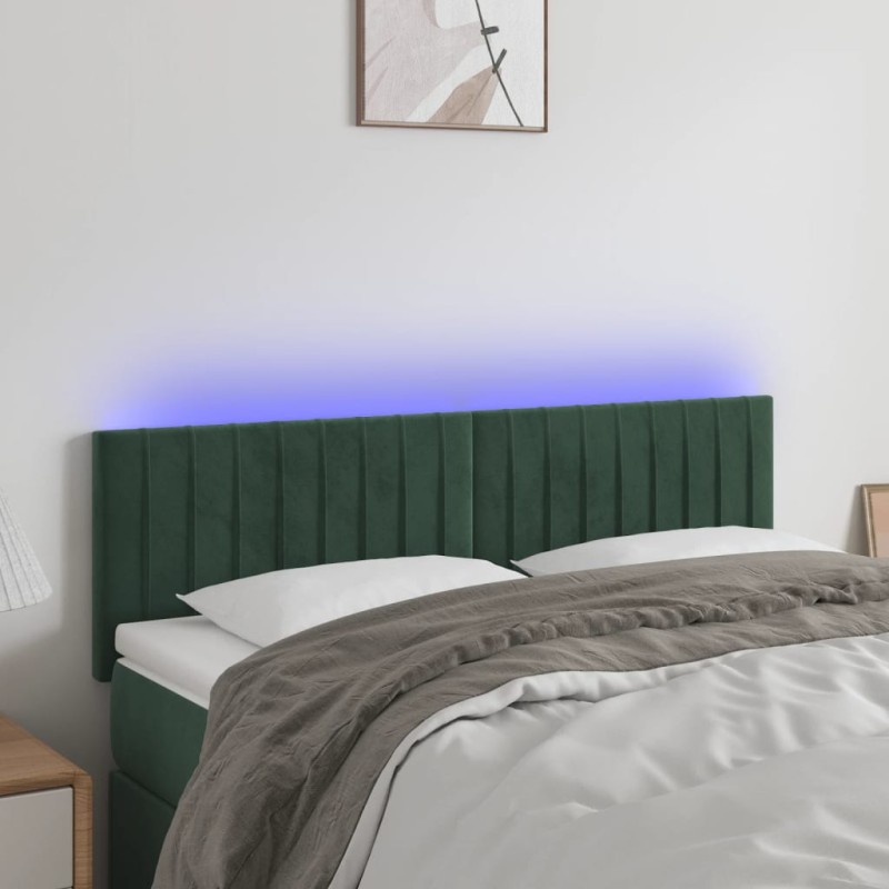 vidaXL Cabecero con LED de terciopelo gris oscuro 144x5x78/88 cm vidaXL Cabecero con LED de terciopelo gris oscuro 144x5x78/88 cm