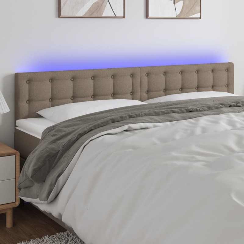 vidaXL Cabecero con LED de tela gris taupe 180x5x78/88 cm vidaXL Cabecero con LED de tela gris taupe 180x5x78/88 cm