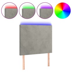 vidaXL Cabecero con luces LED terciopelo gris claro 90x5x118/128 cm