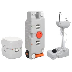 vidaXL Juego inodoro con lavabo y depósito agua portátil para camping