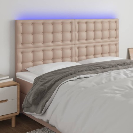 vidaXL Cabecero luces LED cuero sintético capuchino 200x5x118/128cm
