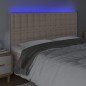 vidaXL Cabecero luces LED cuero sintético capuchino 200x5x118/128cm vidaXL Cabecero luces LED cuero sintético capuchino 200x5x118/128cm