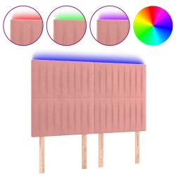 vidaXL Cabecero con luces LED terciopelo rosa 144x5x118/128 cm