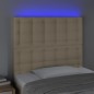 vidaXL Cabecero con luces LED tela crema 90x5x118/128 cm vidaXL Cabecero con luces LED tela crema 90x5x118/128 cm
