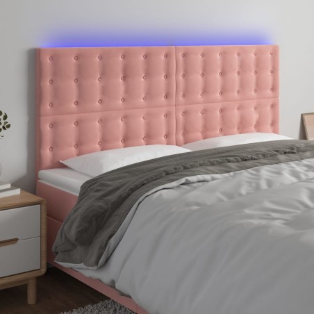 vidaXL Cabecero con luces LED terciopelo rosa 180x5x118/128 cm