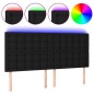vidaXL Cabecero con luces LED tela negro 160x5x118/128 cm vidaXL Cabecero con luces LED tela negro 160x5x118/128 cm