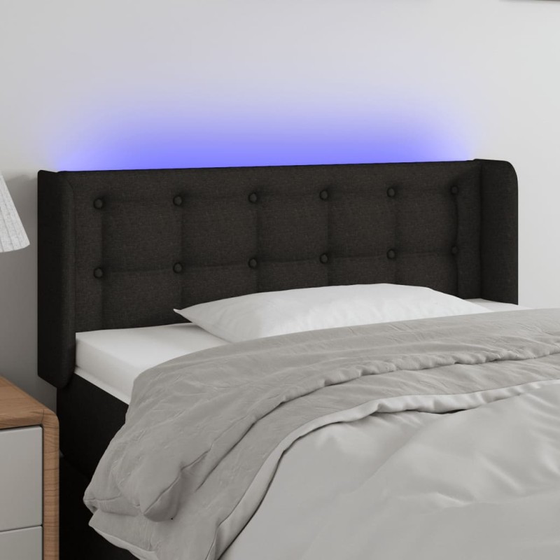 vidaXL Cabecero con LED de tela negro 93x16x78/88 cm