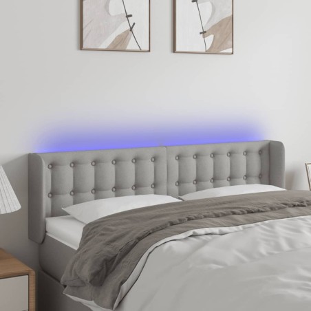vidaXL Cabecero con LED de tela gris claro 147x16x78/88 cm