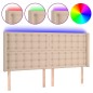 vidaXL Cabecero con LED cuero sintético capuchino 203x16x118/128cm vidaXL Cabecero con LED cuero sintético capuchino 203x16x118/128cm