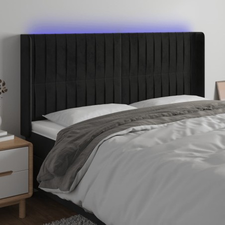 vidaXL Cabecero con LED de terciopelo negro 183x16x118/128 cm