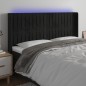 vidaXL Cabecero con LED de terciopelo negro 183x16x118/128 cm