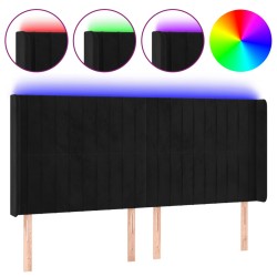 vidaXL Cabecero con LED de terciopelo negro 183x16x118/128 cm