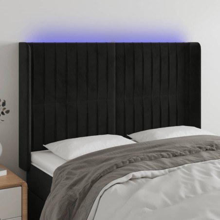 vidaXL Cabecero con LED de terciopelo negro 147x16x118/128 cm