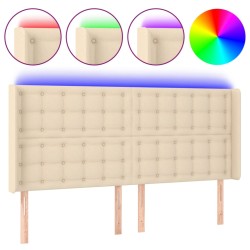 vidaXL Cabecero con LED de tela color crema 163x16x118/128 cm
