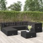 vidaXL Set de muebles de jardín 8 pzas y cojines ratán sintético negro vidaXL Set de muebles de jardín 8 pzas y cojines ratán sintético negro