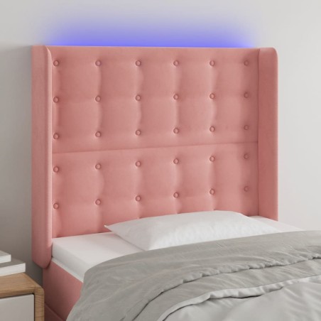 vidaXL Cabecero con LED de terciopelo rosa 93x16x118/128 cm