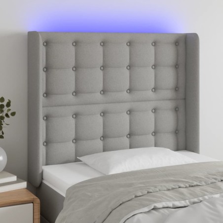 vidaXL Cabecero con LED de tela gris claro 93x16x118/128 cm