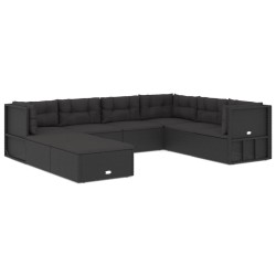 vidaXL Set de muebles de jardín 8 pzas y cojines ratán sintético negro
