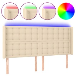 vidaXL Cabecero con LED de tela color crema 203x16x118/128 cm