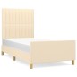 vidaXL Estructura de cama con cabecero de tela color crema 90x190 cm vidaXL Estructura de cama con cabecero de tela color crema 90x190 cm