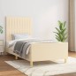 vidaXL Estructura de cama con cabecero de tela color crema 90x200 cm
