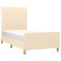 vidaXL Estructura de cama con cabecero de tela color crema 90x200 cm