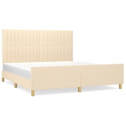 vidaXL Estructura de cama con cabecero de tela color crema 180x200 cm