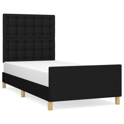 vidaXL Estructura de cama con cabecero de tela negro 90x200 cm