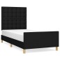 vidaXL Estructura de cama con cabecero de tela negro 90x200 cm